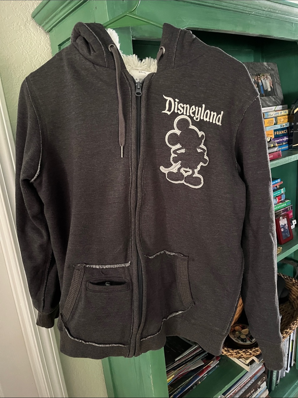 Disney Parks Gray Hoodie with Cream Sherpa Lining